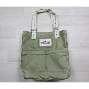 Vintage Y2K Hollister Canvas Tote Bag Mallcore Preppy Army Green